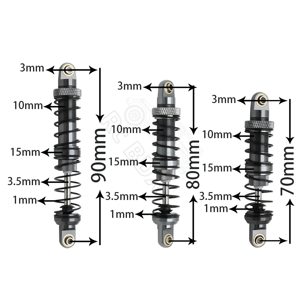 Metal Shock Absorber Damper 70 80 90 100 110 120 Oil Adjustable for 1/10 RC Crawler Axial SCX10 Tamiya CC01 D90 TRX4 HPI