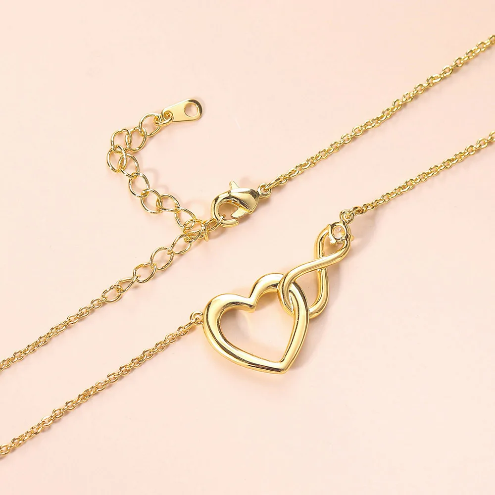 Heart Pendant Necklace for Women Crystal Infinite Love Aesthetic Korean Choker Gold Color Chain Wedding Accessories Jewelry N457