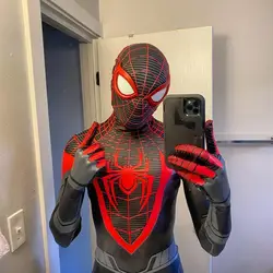 PS5 Miles Morales Spiderman Cosplay Costume Zentai SuperHero 3D Printed Spandex Bodysuit Suits Halloween Costume for Adult Male