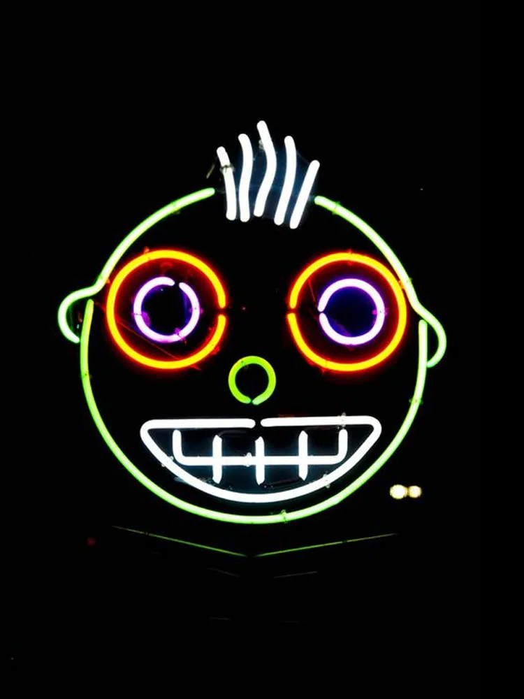 Neon Sign For Round Smiley nerd face Commercial Beer Lamp restaurant light Hotel store shop diner Outdoor Impact Attract light