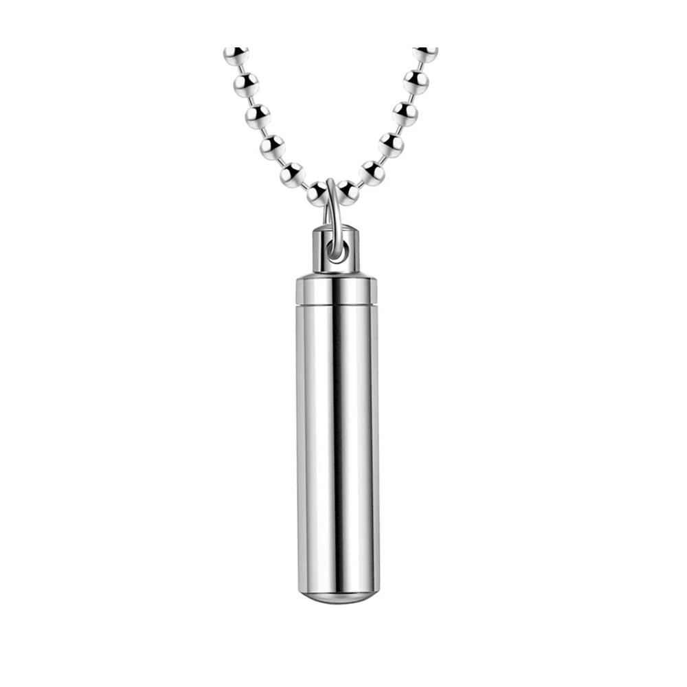 Semplice Bar piccola bottiglia tubo ciondolo collana argento acciaio inossidabile cremazione gioielli cenere urna collana ricordo commemorativo