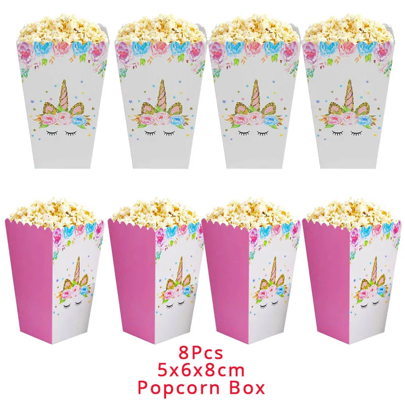 Unicorn Party Supplies Paper Popcorn Box Cookie Gift Box Bag Kids Unicorn Theme Birthday Party Decoration Baby Shower Supplies — zdjęcie 4