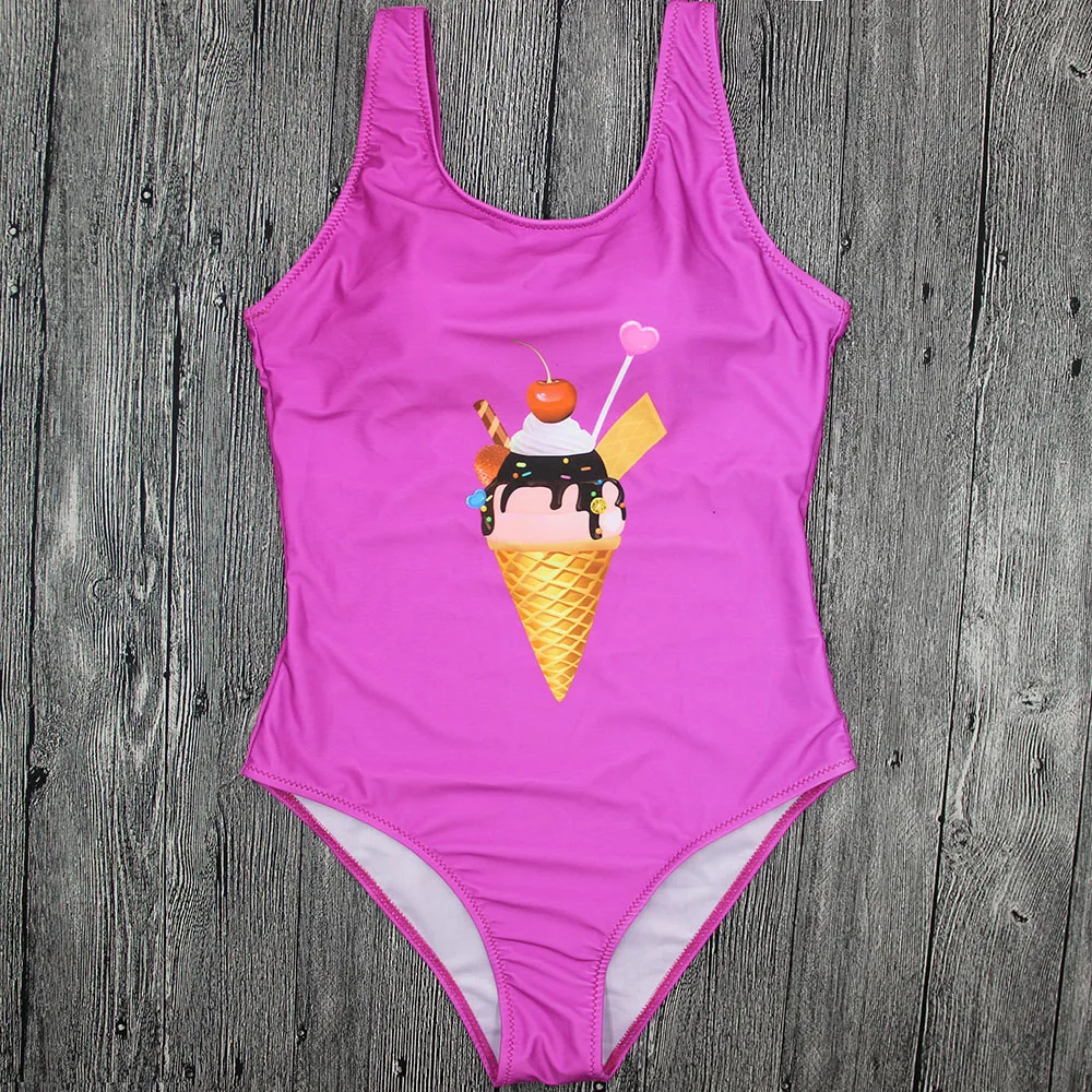 New Cute Ice Cream Print one piece swimsuit Backless swim suit women Swimwear Push Up Bathing suit swim wear female Monokini