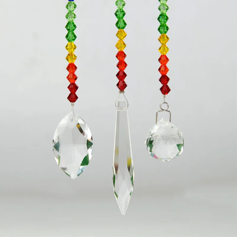 Camal 1/3pcs Beautiful Colorful Hanging Crystal Prisms Suncatcher Light String Pendant Home Garden Ornament Window Part