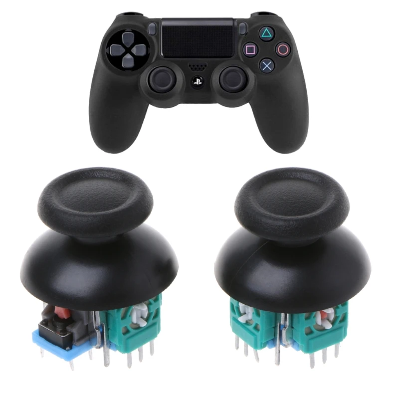 2Pcs 3D Analog Axis Joystick Module Potentiometer With Black Thumb sticks For Playstation 4 PS4 Controller Repair Drop Shipping