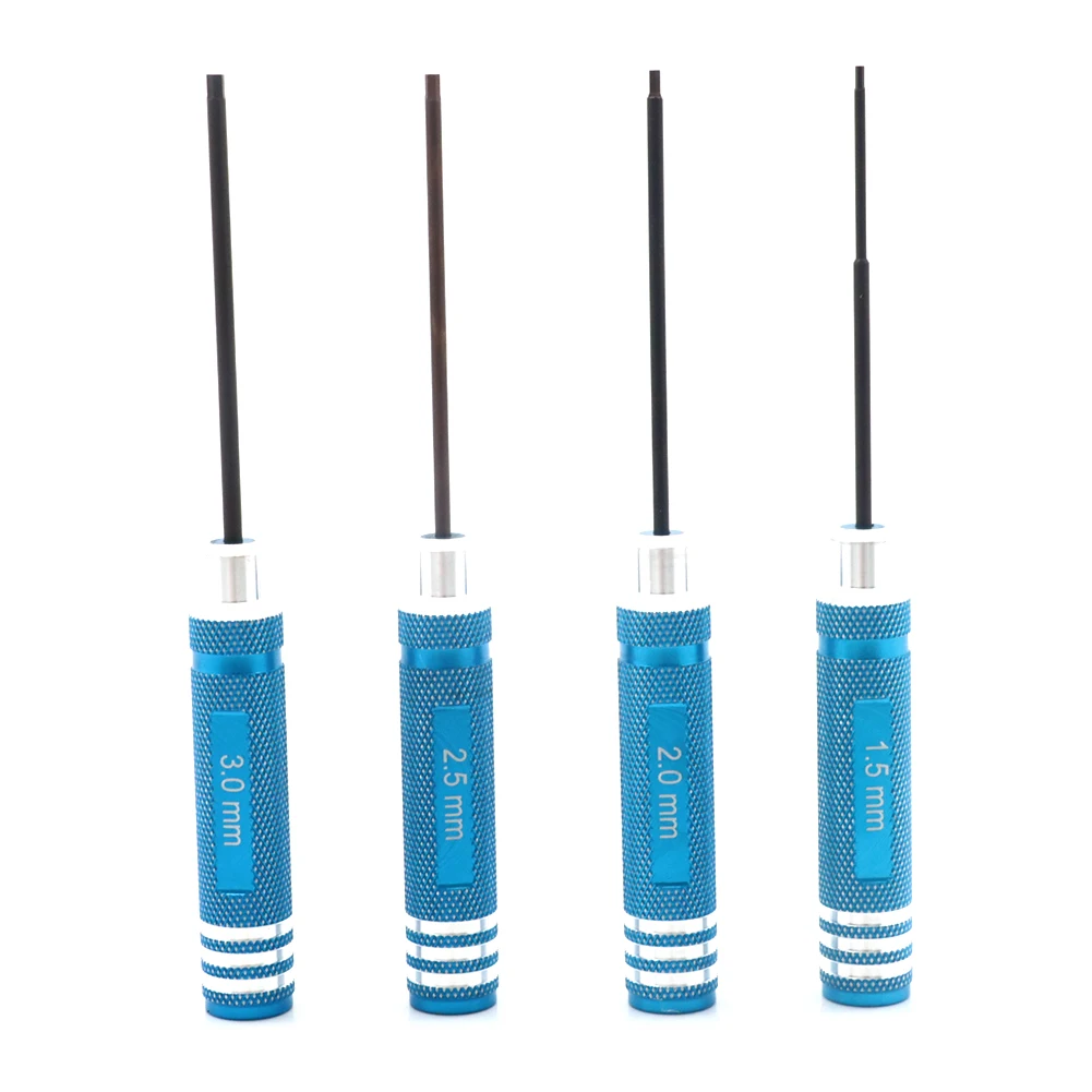 RC Tools 4 pcs hex screw driver set titanium plating hardened 1.5 2.0 2.5 3.0mm screwdriver For RC helicopter Boat Car toys