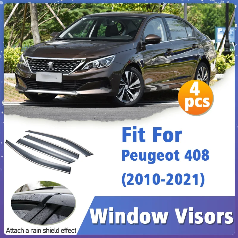 

Window Visor Guard for Peugeot 408 2010-2021 Vent Cover Trim Awnings Shelters Protection Sun Rain Deflector Auto Accessories