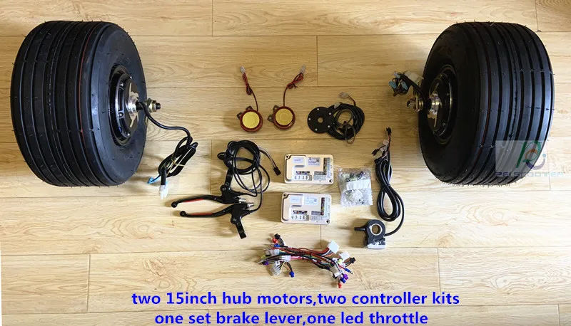 

Two 15 inch 15*6.0-6 tire Dual axles hub wheel motors And controller throtte brake lever psys-08