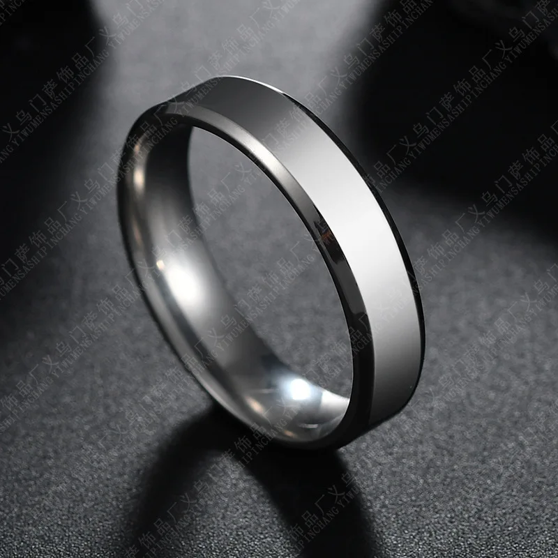 Custom Name Engrave Logo Glossy 6mm Mens Ring Size Stainless Steel Rings For Wholesale Lots Bulk Dropshipping