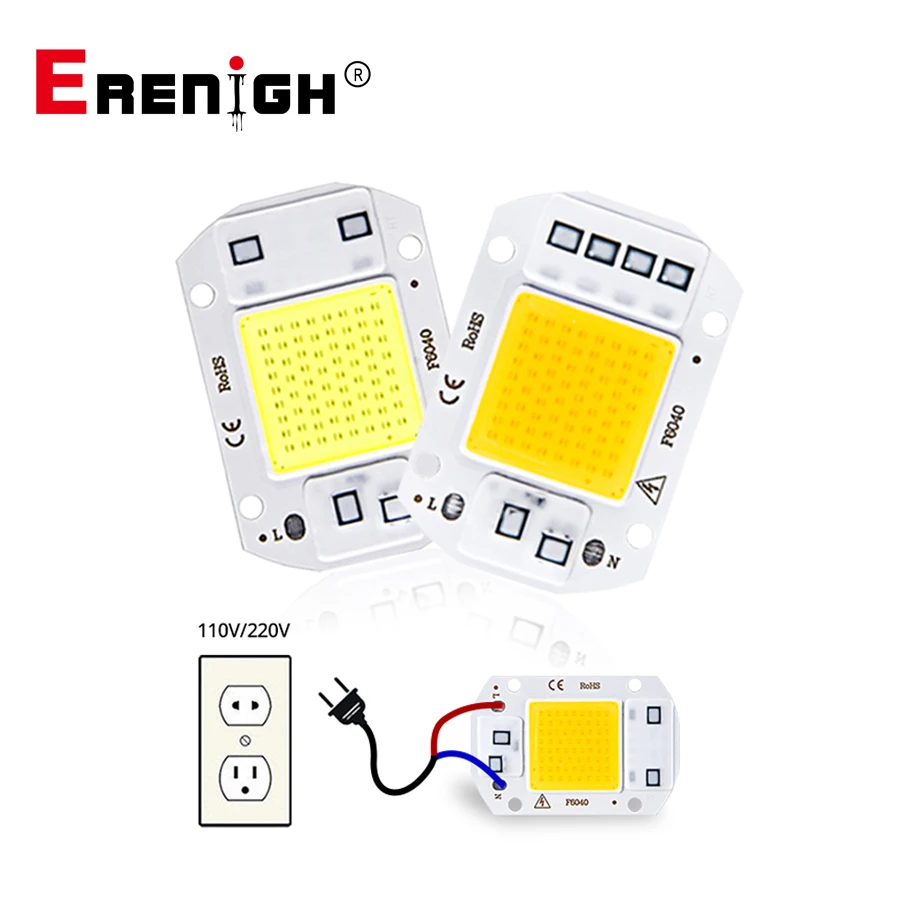 

Real Power 20W 30W 50W LED COB Chip 220V 110V No Need Driver for Flood Light Spotlight Rectangular Matrix DIY Lighting