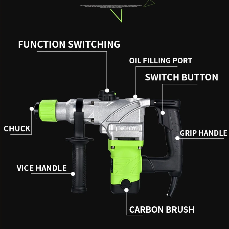 2026 Electric Hammer Electric Pick Dual-Purpose Impact Drill 220V Multifunctional High Power Electric Pick Hammer Drill Tool