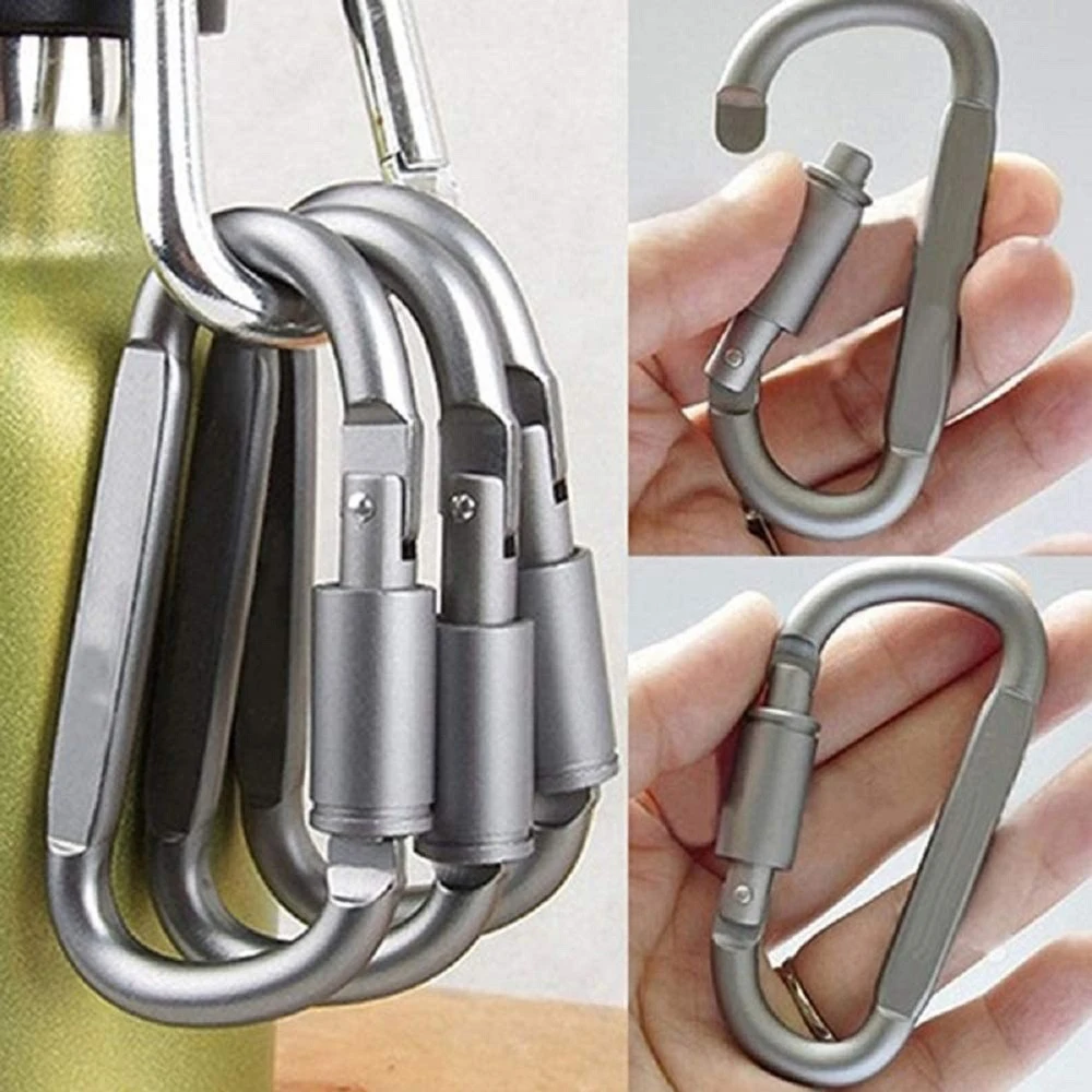 Outdoor Survival D-ring Locking Alloy Aluminum Screw Lock Hanging Hook Buckle Karabiner Mountaineering Camping Equipment