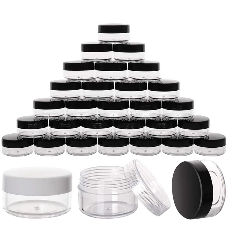 

200Pcs Lip Balm Container 2g 3g 5g 10g 15g 20g Portable Plastic Cosmetic Empty Jars Clear Bottles Eyeshadow Makeup Cream Pots