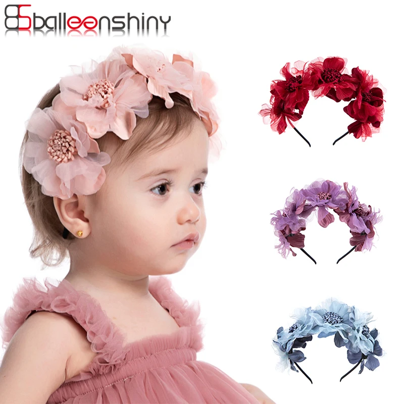 BalleenShiny Baby Headband Baby Girls Crown Headband Princess Hair Accessories Kids Bridal Floral for 0-3years Child Photo Tools