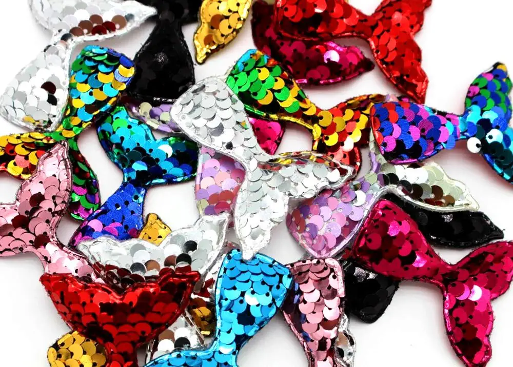 20PCS 10X9CM Multi Color Reversible Fish Scale Sequins Patch Hairpin Sparkles DIY Crafts Decoration Mixed Cloth PasteHandicrafts