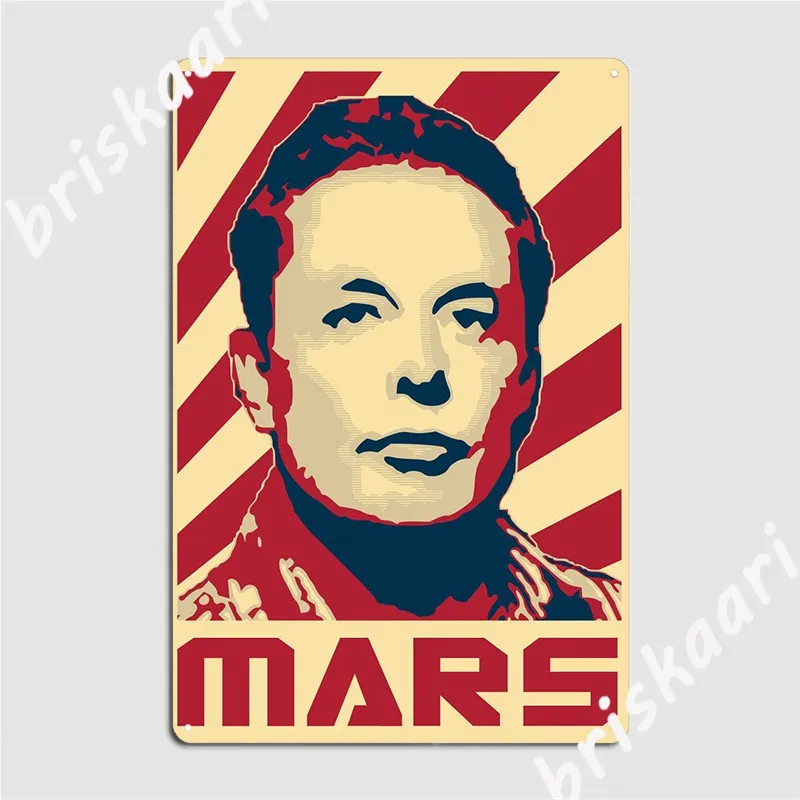 Elon Musk Mars Propaganda Metal Sign Wall Decor Cave Pub Designing Club Tin Sign Poster