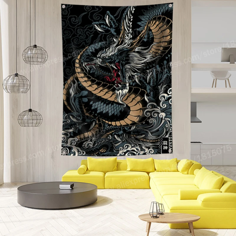 Antica cina drago dio bandiera Banner poliestere 144*96cm appendere al muro 4 occhielli decorazione interna personalizzata