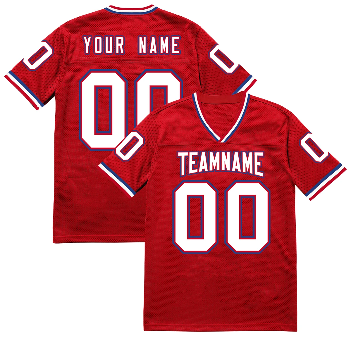 Fashion Football Jersey Custom Embroidery Your Team Name/Number Mesh Breathable V-neck Uniform for Men/Women/Kids Big Size