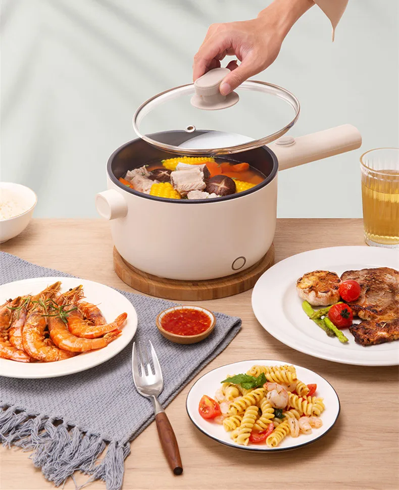 220V 1.5L Electric Cooking Pot Non-stick Inner Multi Cooker Household Electric Frying Pan Hot Pot Cooker