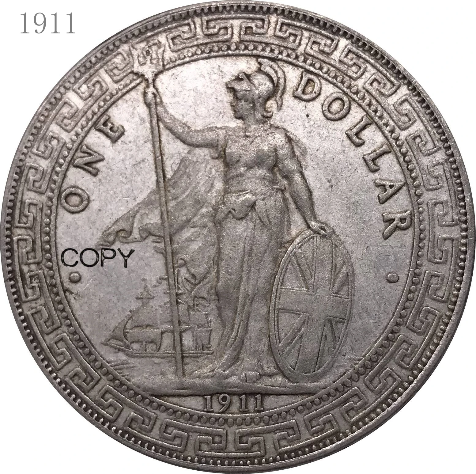 United Kingdom 1911 Coin One Dollar British Trade UK Cupronickel Plated Silver Hong Kong Metal Souvenirs Collectible Copy Coins