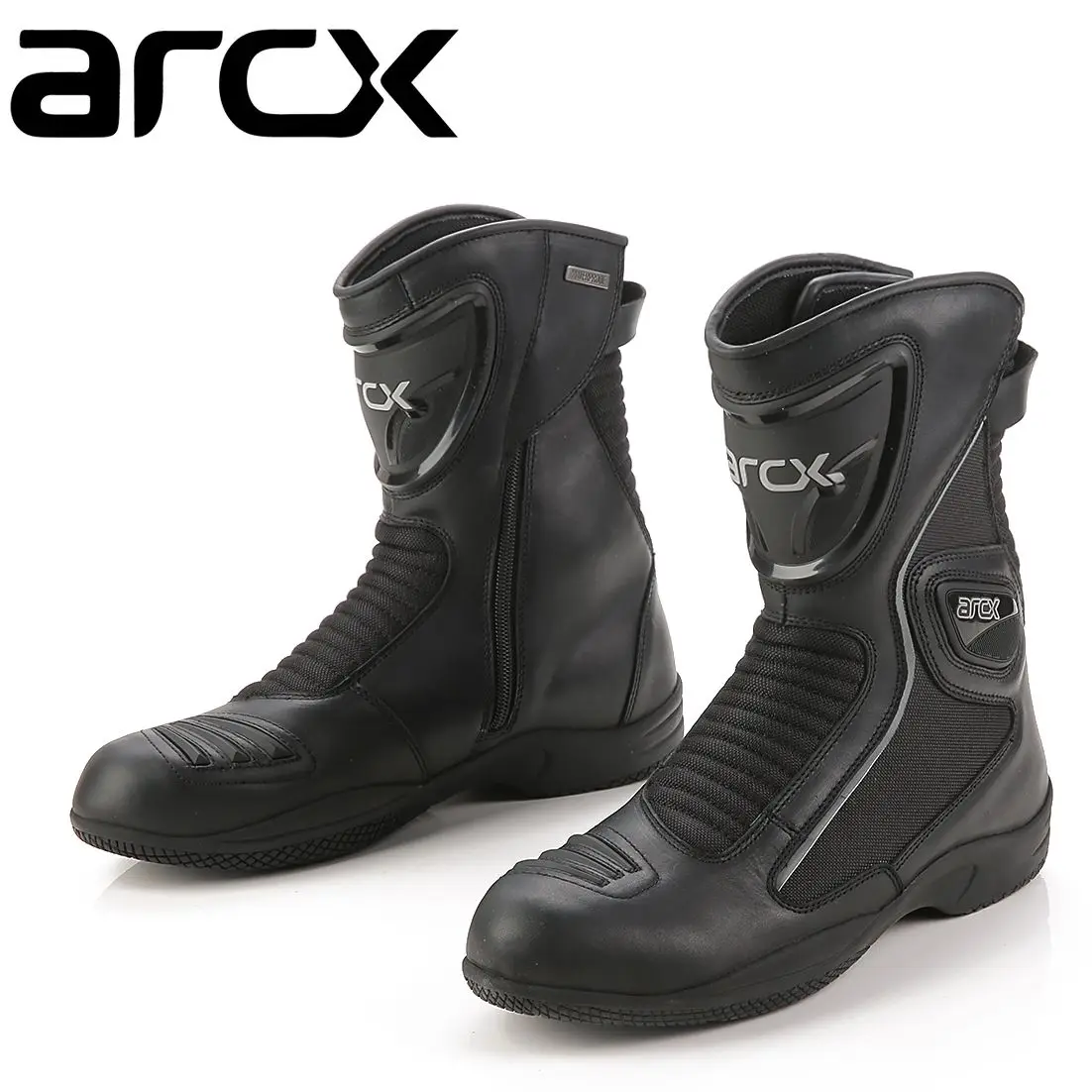 ARCX Men Motorcycle Boots Cowhide Leather Ankle Protection Mid-Calf Racing Riding Shoes Black Stylish Motorcycle Accessories