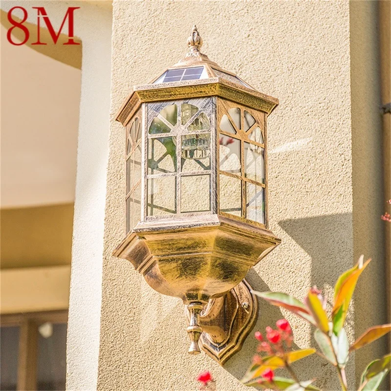 

8M Outdoor Solar Retro Wall Light LED Waterproof Classical Sconces Lamp for Home Porch Decoration