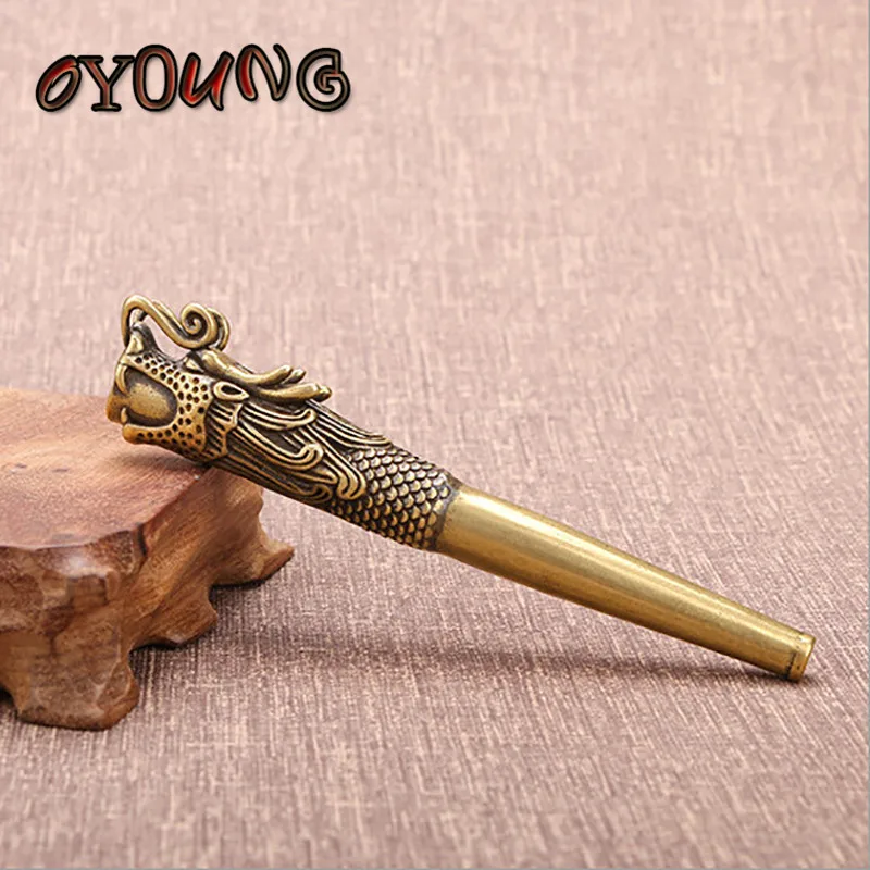 Vintage Pure Copper Smoke Tipsy Dragon Head Cigarette Holder Filter Tobacco Pipe Creative Handmade Father Husband Gift Man Love