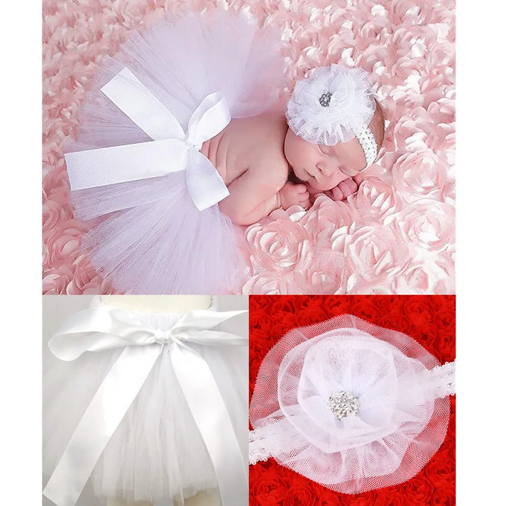 Neugeborenen Baby Feder Spitze Tutu Rock Outfits Anzug Fotografie Requisiten Baby Mädchen Kostüm Prinzessin Kopfschmuck Blume Stirnband