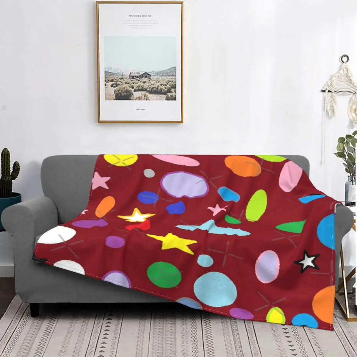 

Colcha con estampado de círculos y estrellas, edredón a cuadros para cama, sudadera con capucha, manta, colcha, 220x240