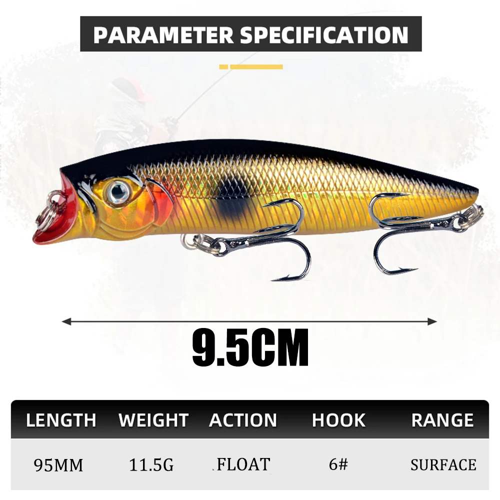 1 قطعة الصيد السحر عالية الجودة 9.2 سنتيمتر/11.5 جرام توبواتر بوبر الطعم 5 الألوان المتاحة باس Crnakbait Wobblers صيد السمك Pesca #4