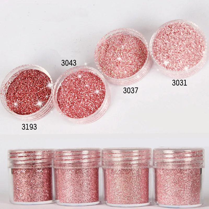 1Box Rose Gold Pink Nail Glitter Sequin Makeup Glitter Powder Nail Art Powder Dust Manicure Nail Decorations Set T0453