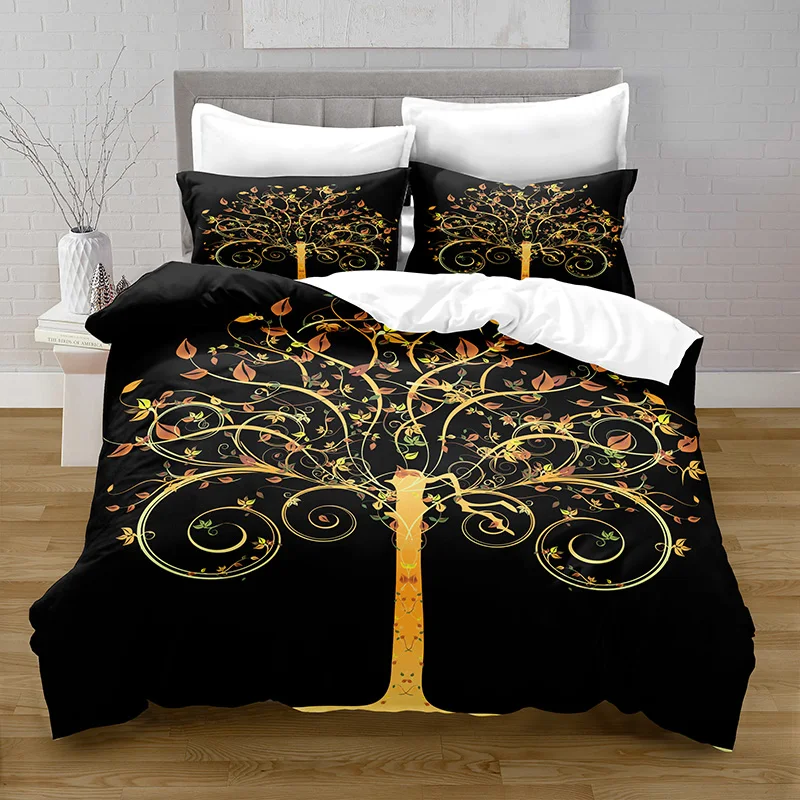 

Home Textiles Printe Black Gold Bedding Quilt Cover & Pillowcase 2/3PCS US/AE/UE Full Size Queen Bedding Set