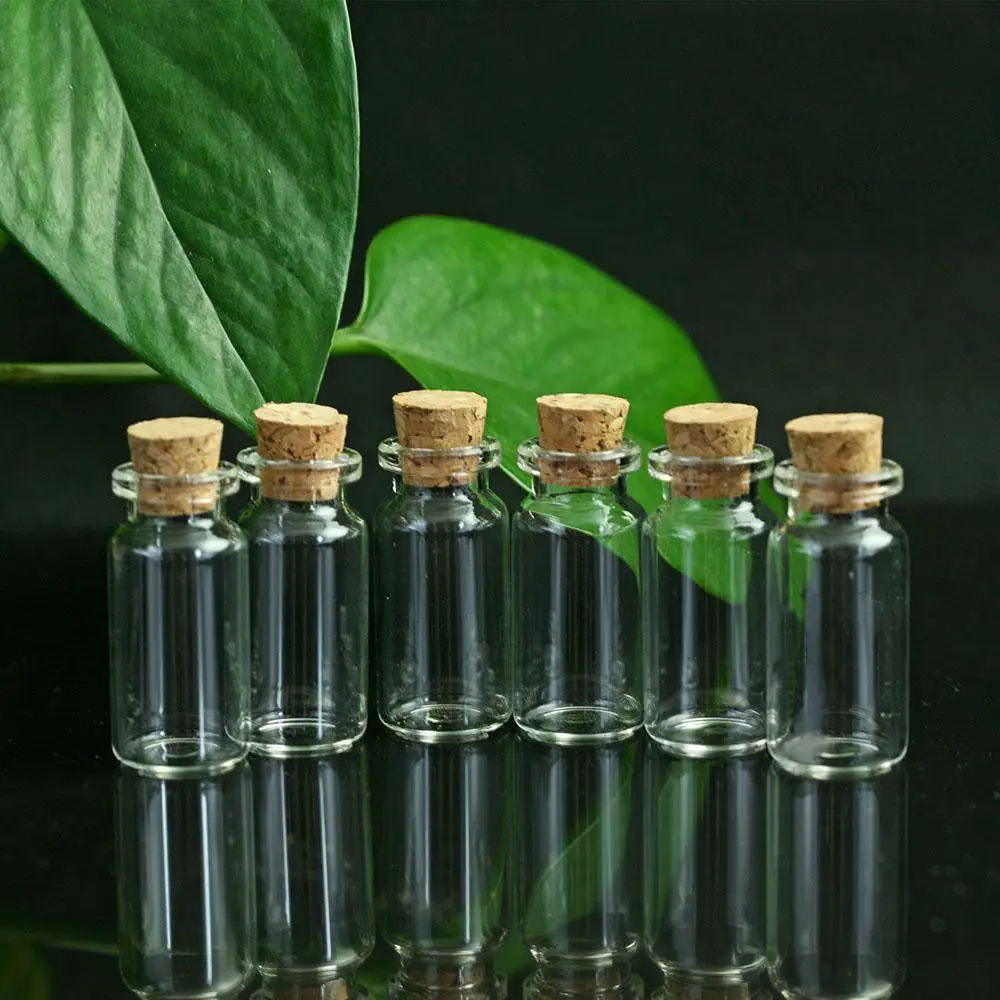 100pcs 2ml Mini Bottle with Cork Stopper Christmas Wish Empty Clear Glass  Vials For Holiday Wedding 11x35mm