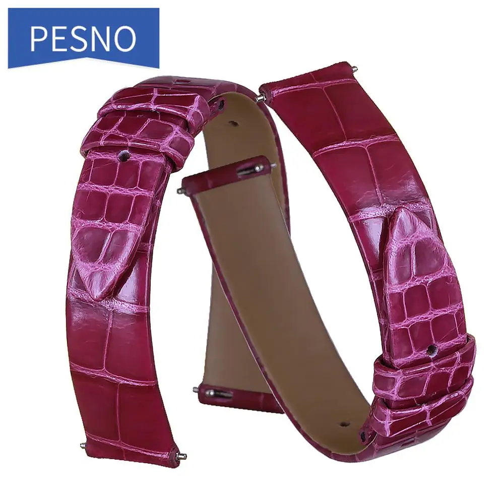 Pesno Alligator Skin Leather Watch Strap Women Accessories Watch Band Suitable for Jaeger-LeCoultre Q2568402/3448421/2655420