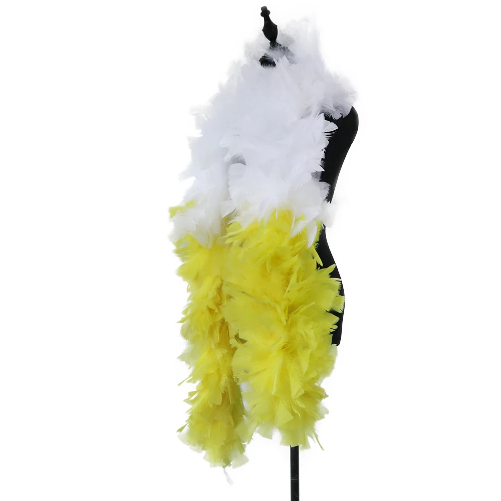 Double Color Natural Big Turkey Feather Scarf Boas Wedding Clothing Sewing Accessory 200 Grams Fluffy Decorative feather boa