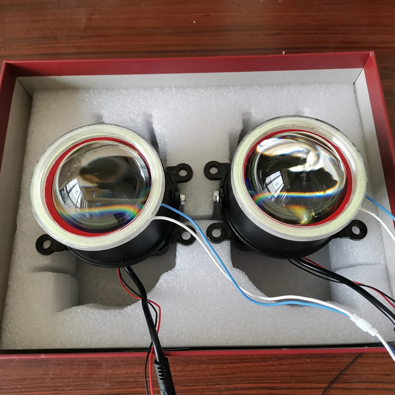 Waterproof condensing three-color 3 inch laser LED fog lamp dual-lens modified angel eye daytime running light far and near one
