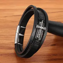 Men's Cross Style Leather Bracelet #4