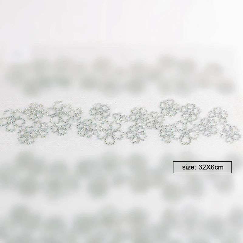 1 line hotfix rhinestone flower floral Heat transfer design iron on motif trimmings trims appliaque for dress