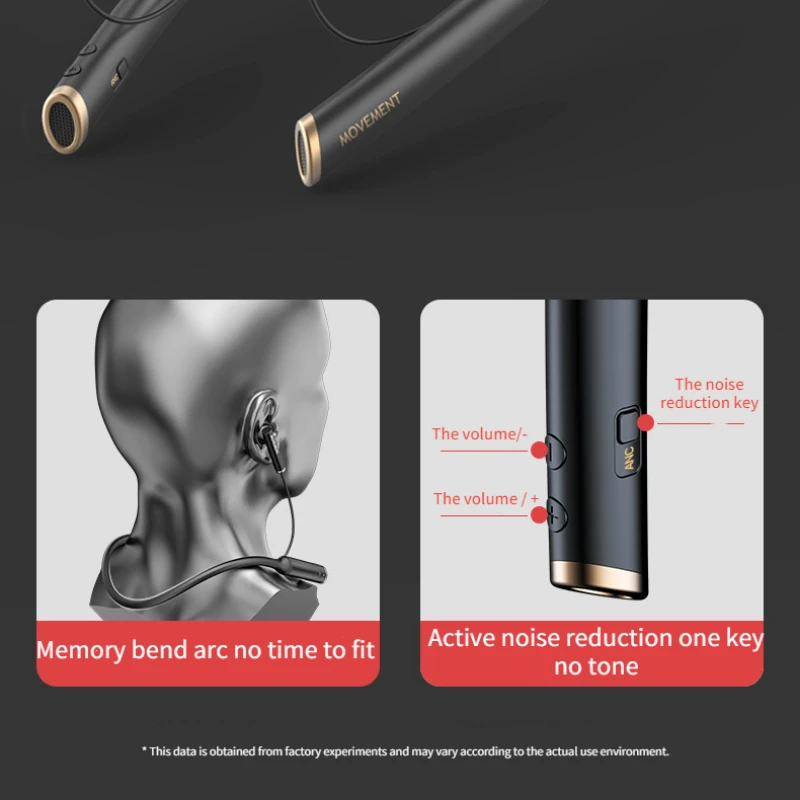 S01 Bluetooth 5.1 cuffie ANC cuffie senza fili con archetto da collo in esecuzione auricolari con cancellazione attiva del rumore cuffie da gioco per lo Sport