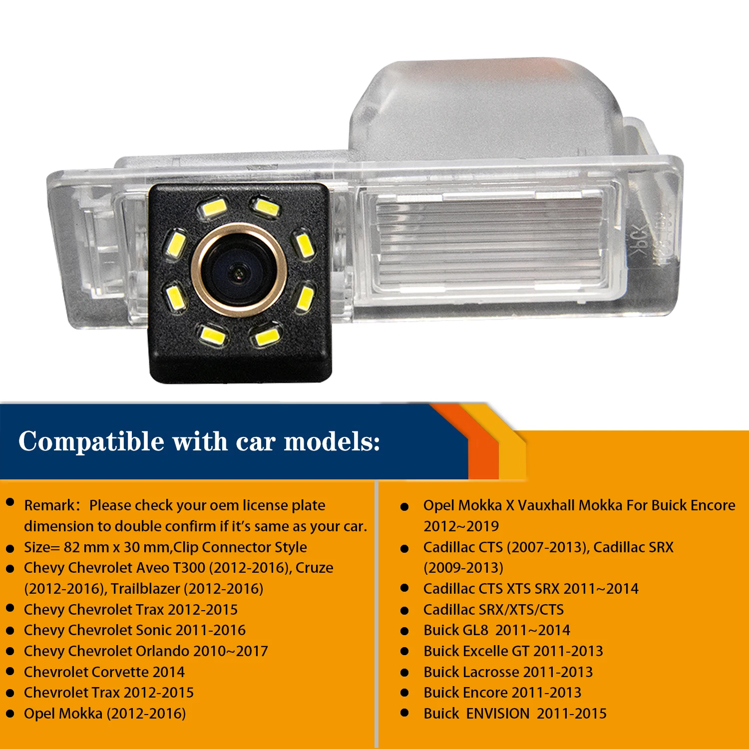 HD 720p Rear view camera with LED for Chevrolet Orlando Aveo Cruze Trailblazer Opel Mokka Cadillac CTS SRX Buick Excelle GT GL8