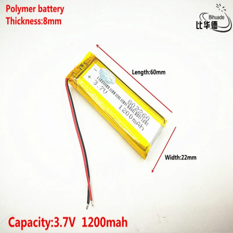 Good Qulity 3.7V,1200mAH,802260 Polymer lithium ion / Li-ion battery for TOY,POWER BANK,GPS,mp3,mp4