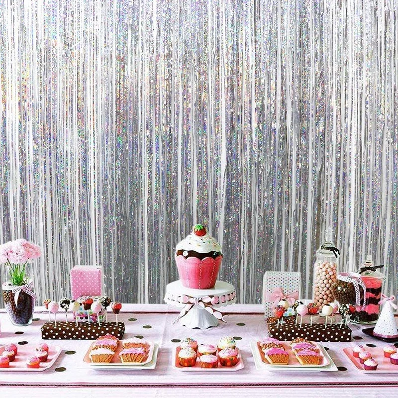 1pc Party Backdrop Curtain Foil Tassel Glitter Kids Girls and Boys Birthday Bridal Wedding Baby Shower Wall Decor Photo Backdrop