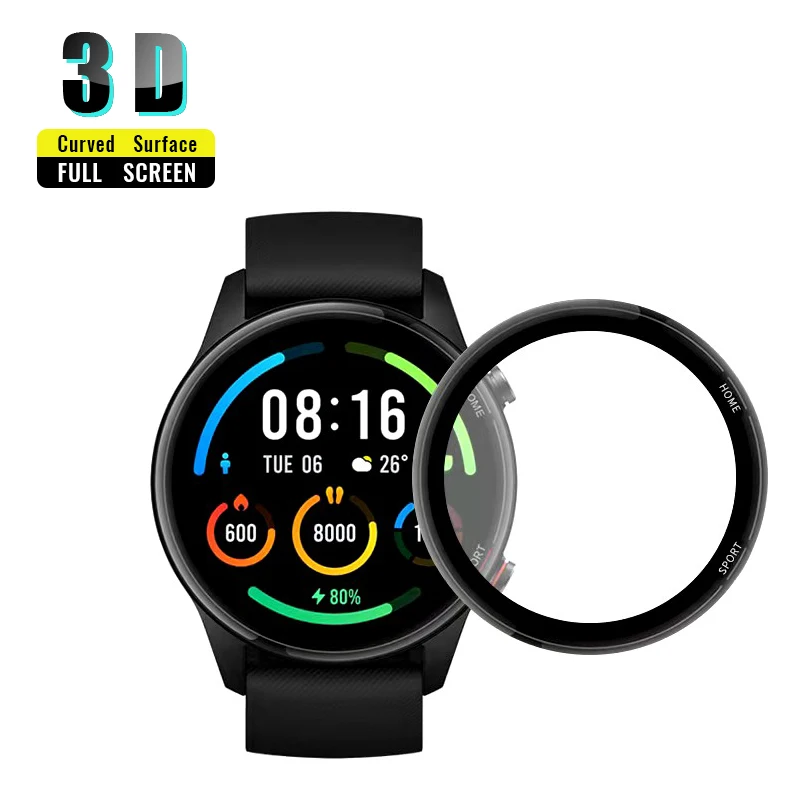 3D Curved Edge Full Cover Película Protetora Para Xiaomi Mi Watch Color/Color Sports Edition Protetor de Tela Resistente a Riscos