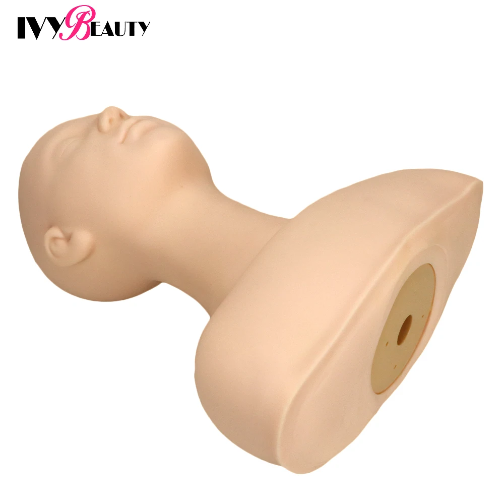 Soft Silicone Massage Training Mannequin Head With Shoulder Professional Cosmetology Make Up Practice Doll Head For Hairdressers