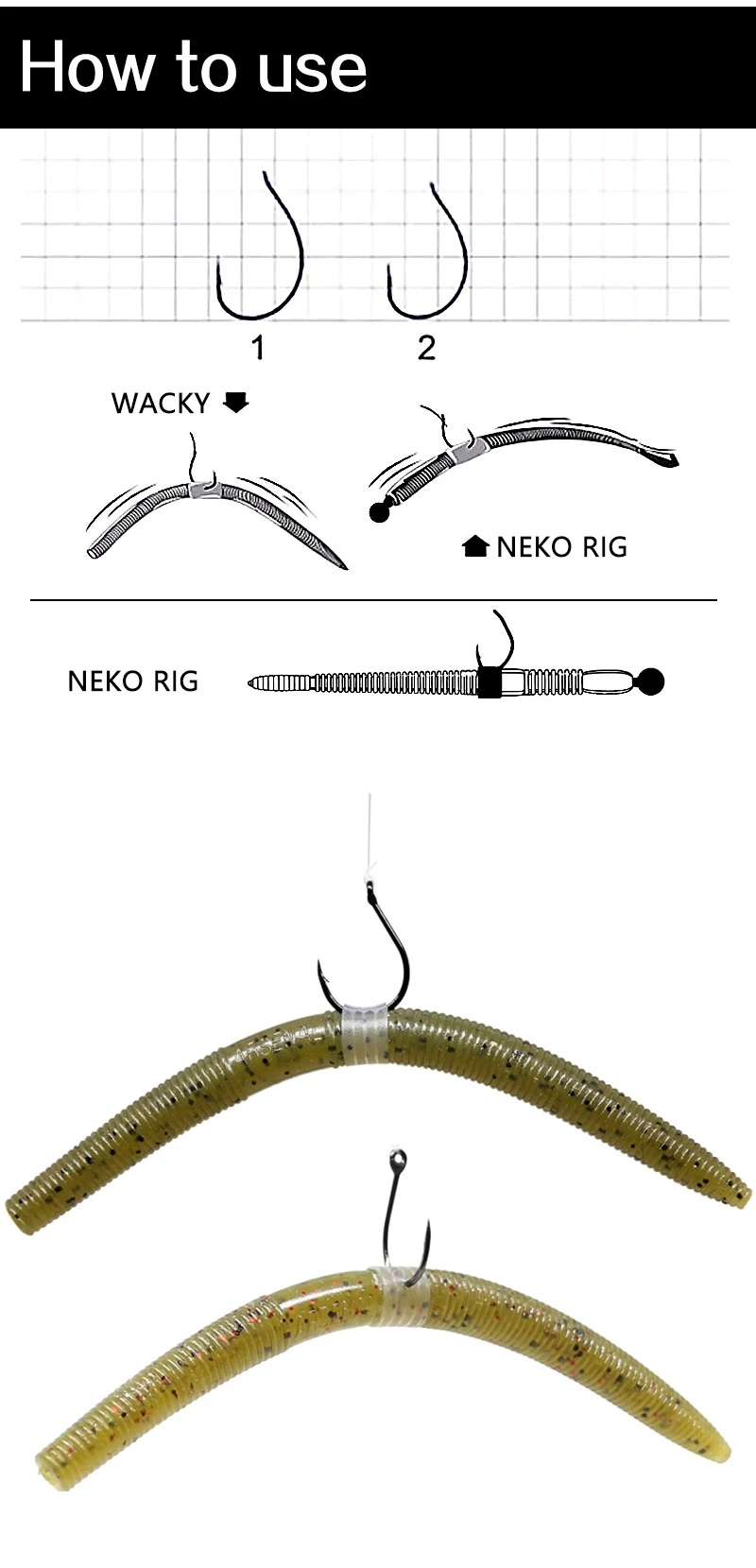 LSP 20 Stück/Beutel Wacky Rig Werkzeug und Wurmköder O-Ringe Wacky Ring Werkzeug Wacky Worm Kit für Senko Soft Baits zum Barschangeln – Detail 3