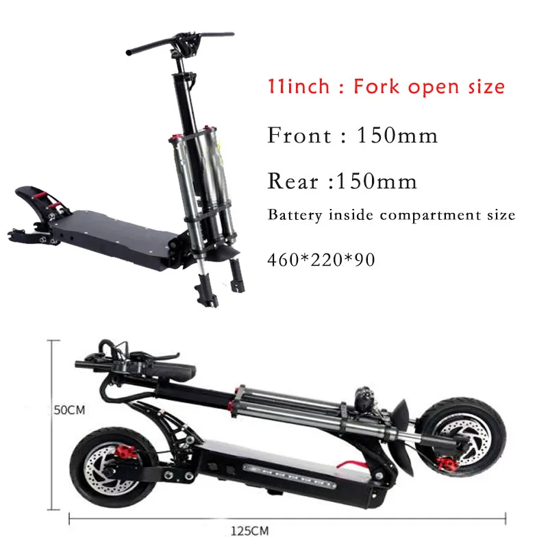 Professional Shock Absorption Scooter Frame 8/10/11 inch Double Aluminum Alloy Drive Frame Scooter Frame Parts