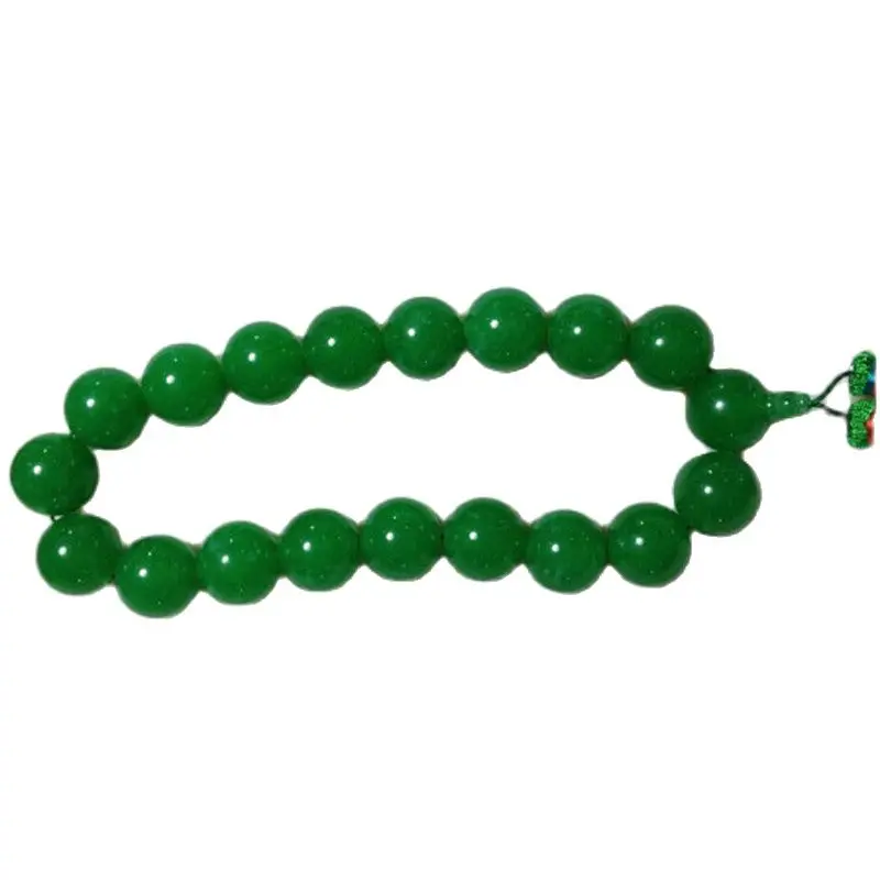 Natural Green Jade Bracelet, Hand Rosary Bracelets, 18 Big Beads, Buddha Bead