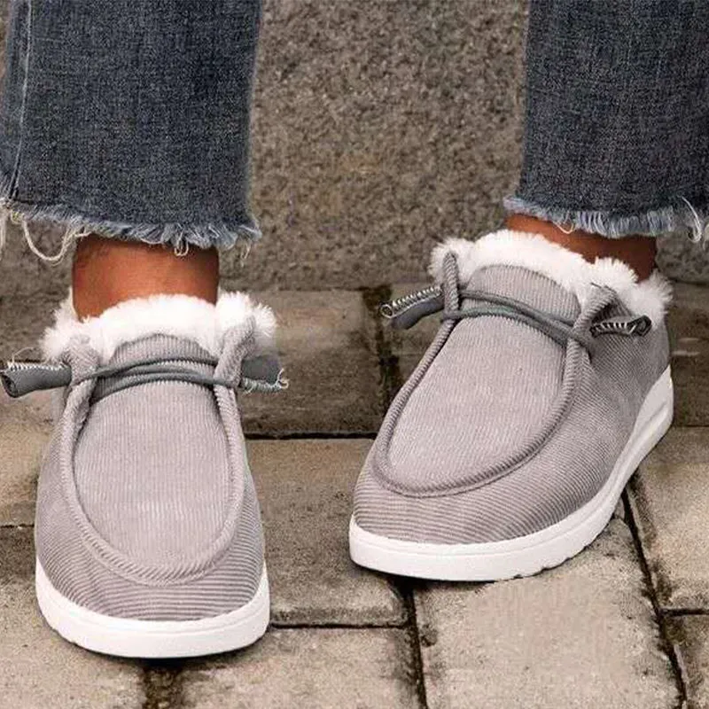 2020 Nieuwe Vrouwen Loafers Warme Mocassin Schoenen Pluche Winter Dames Causale Non Slip Vrouw Flock Comfortabele Vrouwelijke Flats Schoenen