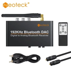 Neoteck 192Khz kompatybilny z Bluetooth DAC z pilotem wbudowany Bluetooth V5.0 wsparcie odbiornika AAC SBC konwerter DAC