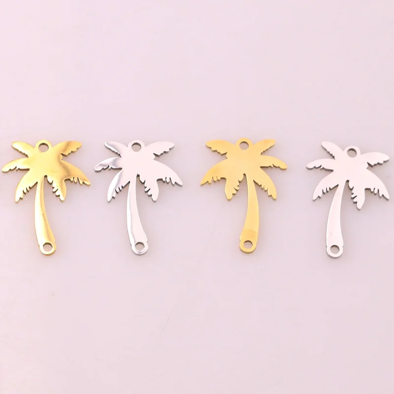 5pcs Women Dainty Gold Palm Tree Necklace Stainless Steel Coconut Pendant Necklaces Minimalist Plant Charms for Jewelry Making image 4